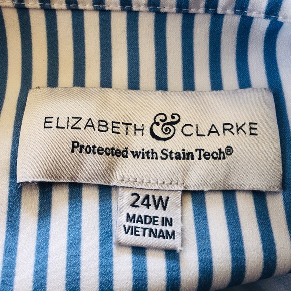 Plus Size 24W Pullover Striped Three Quarter Sleeve Elizabeth and Clarke Top - Picture 2 of 8